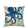 Decorative Fashion Creative Marine Organism Flax Cushion Cover Throw Pillow For Coastal Living