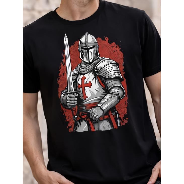 Templar Knight T-Shirt Crusader Shirt Knights Templar Tee Medieval Shirt Knight Sword Tee Armor Graphic Shirt Gift for Him Men s Printed T-Shirt S