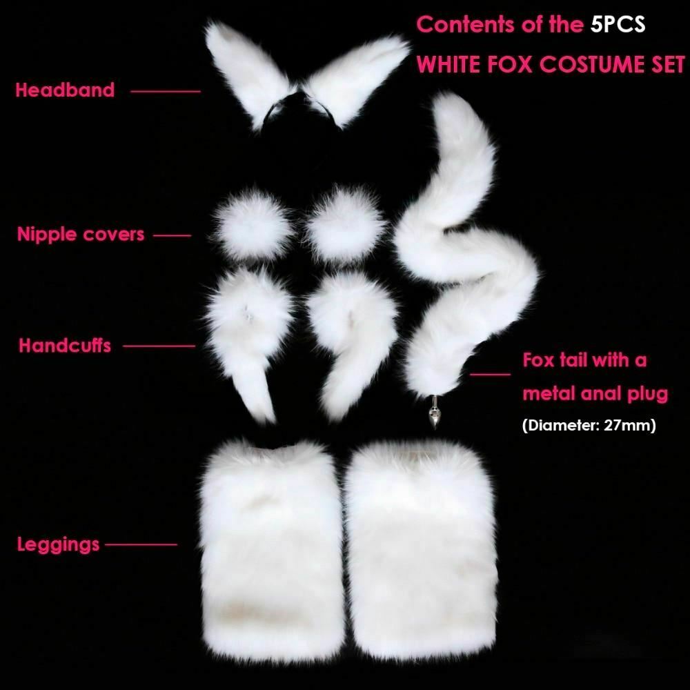 Fox Cosplay Anal Butt Plug Tail Nipple Clamps Ears Set  Pet Play