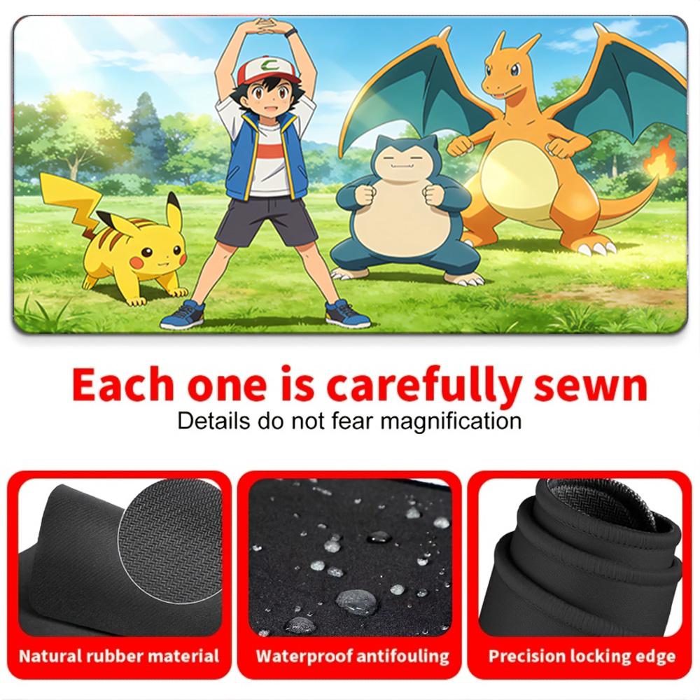 Pokemon Ash Pikachu Pokeball Split Gaming Mouse Pad NonSlip Desk Mat 30x80x0.2cm