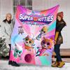 1pc Super Kitties Adventures1 Theme Soft Flannel Throw Blanket - Digital Print, Polyester, Cozy for All Seasons, Perfect for Outdoor, and Travel