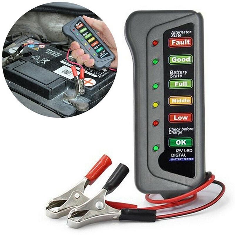 Mini 12V Car Battery Tester Digital Alternator Tester 6 LED Lights Display Car Diagnostic Tool Auto Battery Tester For Car