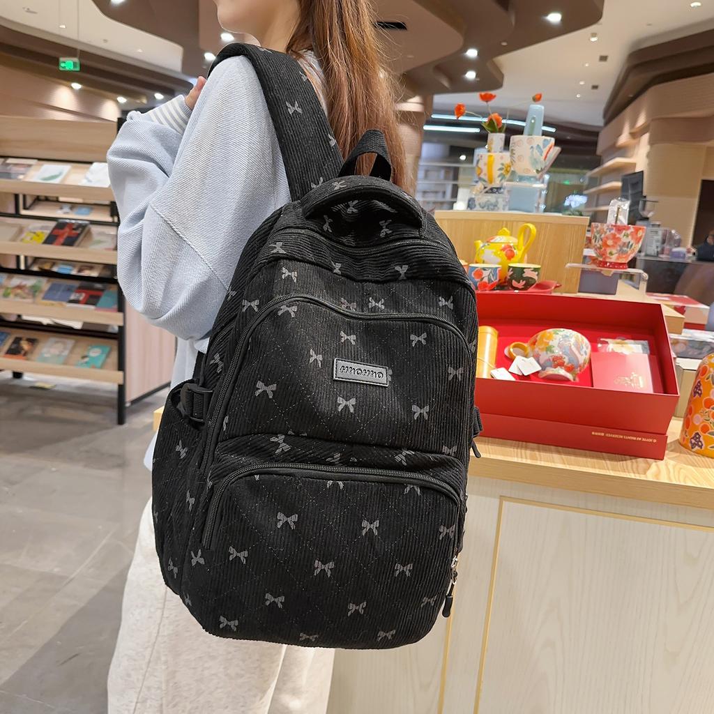 Koreanische Schleife Mädchen Rucksack Set von 3 Große Kapazität Lässiger Tagesrucksack Ins Stil Niedlich Schüler Schultasche Reisetasche