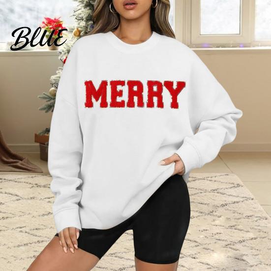 Monogram Print Sweatshirt Woemn O Neck Mid Length Loose Pattern Top Elastic Cuffs And Hem Hip