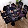 Blue Skull Tablecloth Gothic Tablecloth Black and White Watercolor Decorative Tablecloth Washable Stain Proof Tablecloth