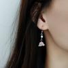 Transparent Pink Small Flower Pearl Earrings Spring  Style Girl Elegant Morning Glory Magnolia Ear Hook Long