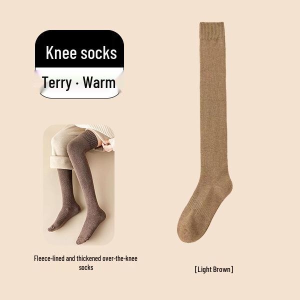 

Женские флисовые гольфы выше колена - Теплые, утолщенные, с высоким голенищем для осени/зимы One Size