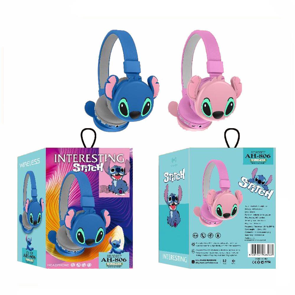 Ah-806 Składane Stereo Bajkowe Słuchawki Bluetooth Dla Uroczych Dzieci Niebieskie/różowe