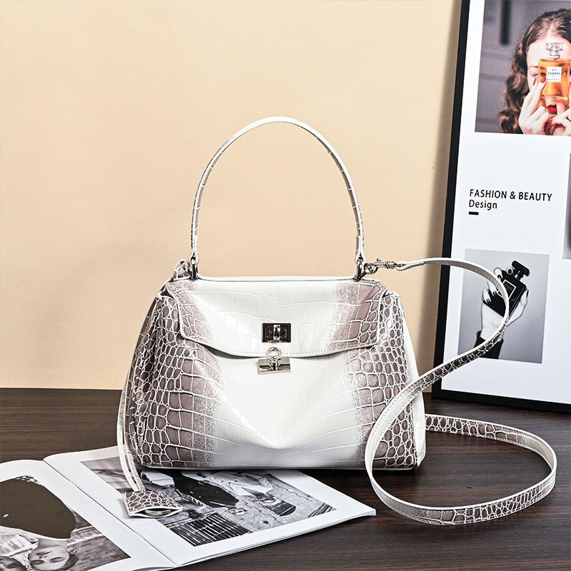 2024 Summer New Niche Fashion Versatile Handbag with a High-End Feel, Single-Shoulder Crossbody Commuting Platinum Kelly Bag Himalayan White Trumpet