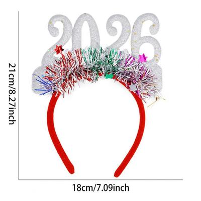 2026 Shiny New Year Hairband 21*18cm Glitter-Coated Headband Sparkling Numbers Design Hair Hoop Festive Xmas Hair Accessories