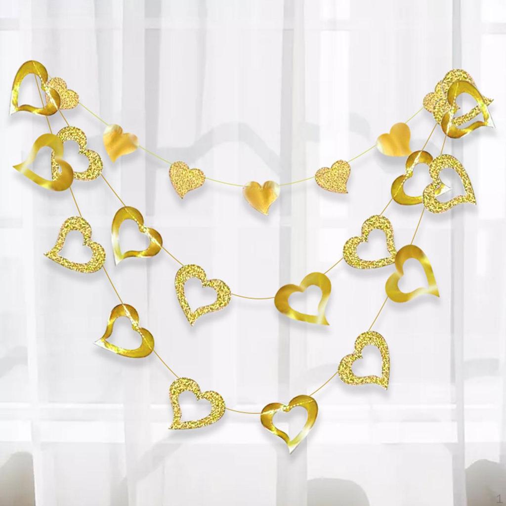 3 Stück DIY Valentinstag Banner, Valentinstags Wimpelketten Schnur, Herz Papiergirlande für