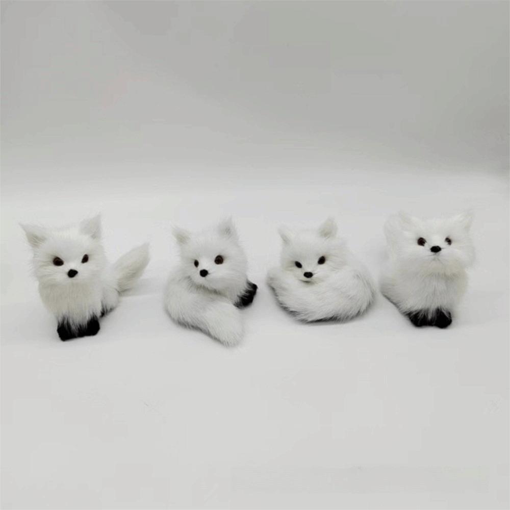 Figurine Peluche Renard Poupée Jouet Mini Renard Accroupi Assis Modèle Peluche Simulation Renard Cadeau d'Anniversaire