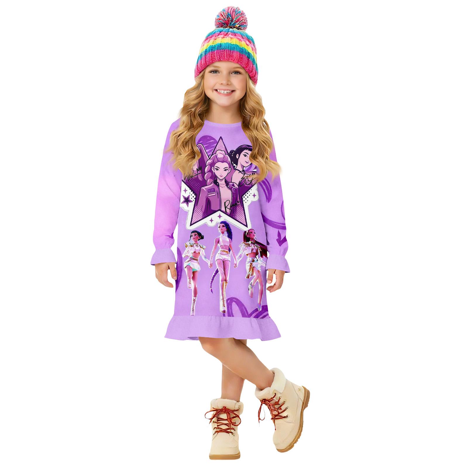 Children s Summer Round Neck Cartoon Print Dress 150