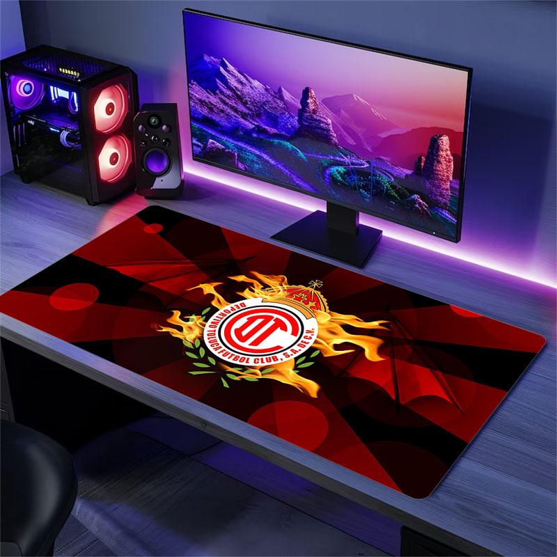 Toluca FC Mouse Pad, Large Gaming Desk Mat, Non-slip XXL Mousepad for Laptop & Tablet, Mini PC Playmat with Stitched Edges