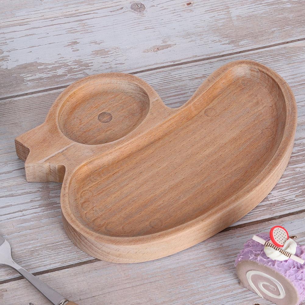 Wooden Cute Plate Divided Dish Bowl Food Serving Tray for Kid ChildrenDuck