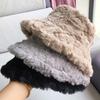 Outdoor Soft Faux Fur Warm Fisherman Cap Sun Cap Panama Hat Bucket Hat