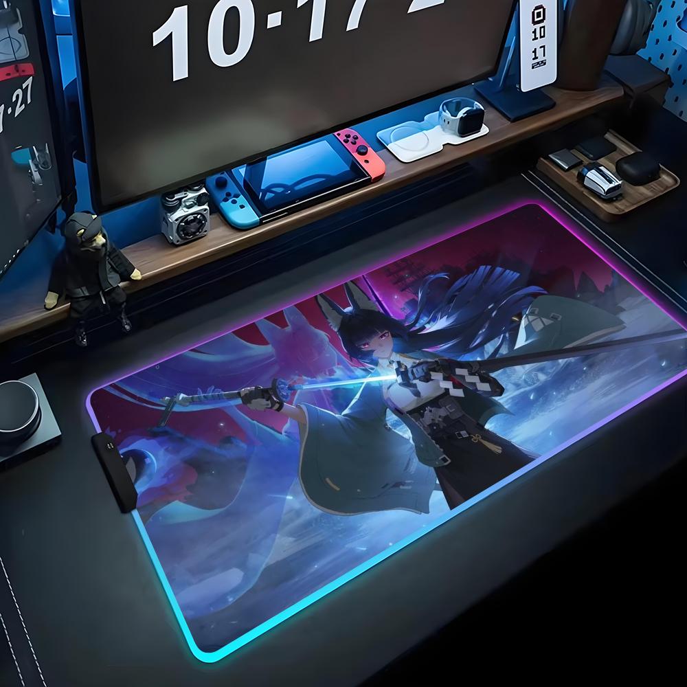 

Miyabi Hoshimi Mouse Pad RGB Gaming Mousepad Big LED Pad PC Desk Mat Luminous Mouse Pad Large Keyboard Mats Table Rug With 600x300x3mm