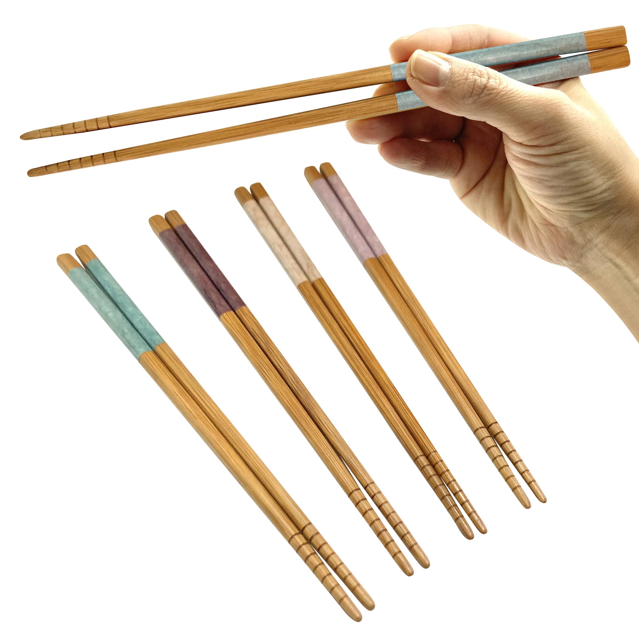 

Set of 5 Made in Japan with Natural Bamboo Chopsticks for Easy to Comfortable to and Japanese-style Chopsticks Durable, Moisture-Resistant, Guests,