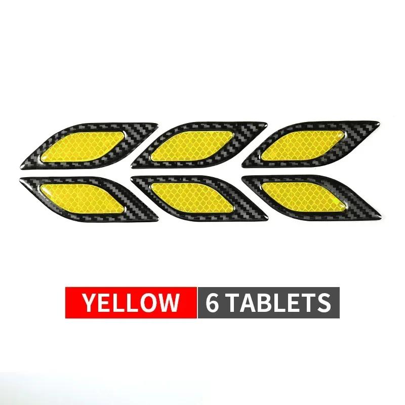 6Pcs/Set Car Reflective Carbon Fiber Bumper Strips Safety Warning Tape Safety Warning Sticker Auto Moto Exterior Accessories