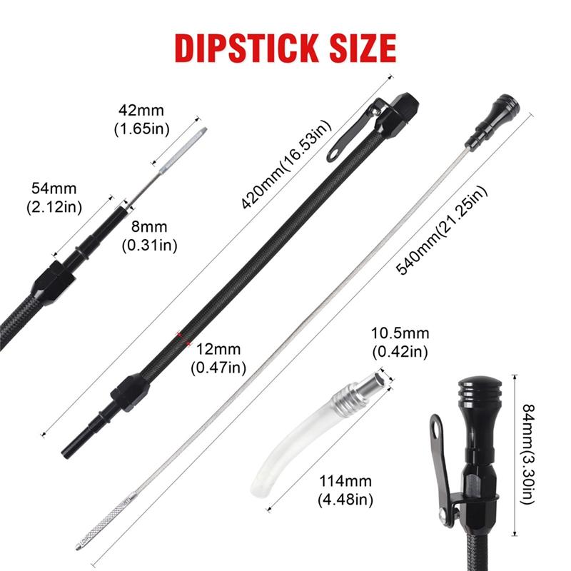 Stainless Steel Oil Dipstick Flexible Design For Chevy Big Block Engines 1965-1990 Models 396 402 427 454 502