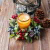 Coroană de Lumânare de Crăciun cu Ace de Pin Artificiale, Conuri și Fructe de Pădure, Coroană Rustic Festivă pentru Decorul Mesei de Acasă