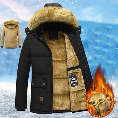 Men Winter Windproof Fleece Warm Thick Jacket Parkas Coat Men Fashion Hooded Fur Collar Jacket Classic Casual Parka Men