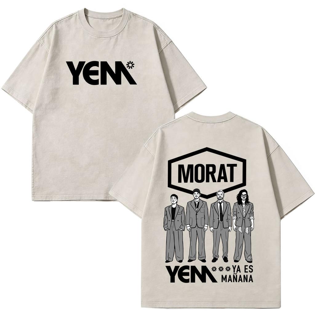 Band Rock Music Morat Tour 2026 Print Vintage Washed T-shirts Men Women Hip Hop T Shirt Loose Cotton Fashion Clothing T-shirts