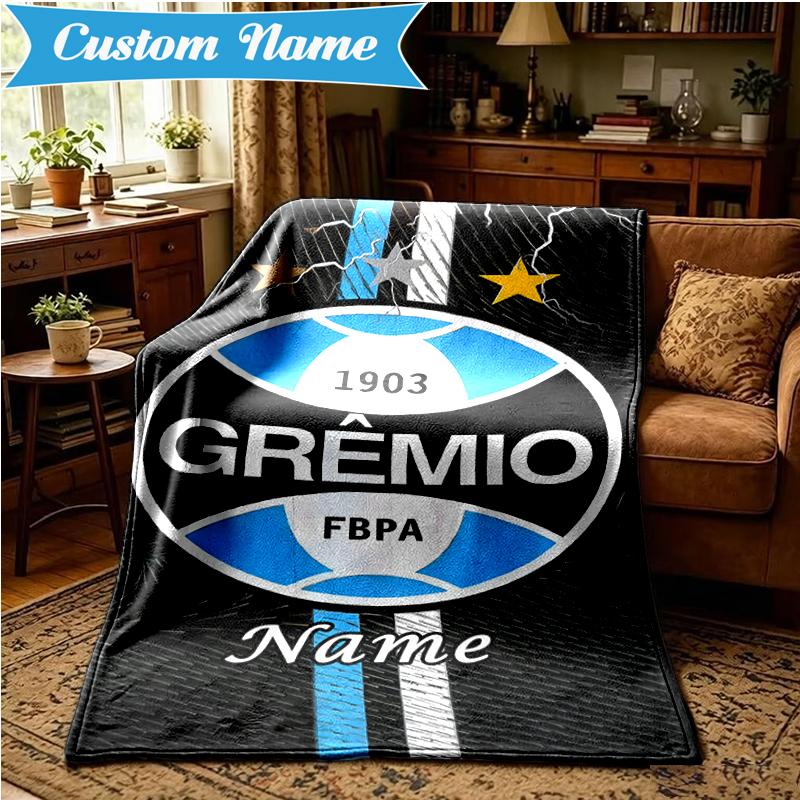 Custom Name Gremio FC Crest Design Blanket Lightweight Ideal Bedding Blanket Perfect for Travel, Camping, Living Rooms, Sofas, Christmas gift