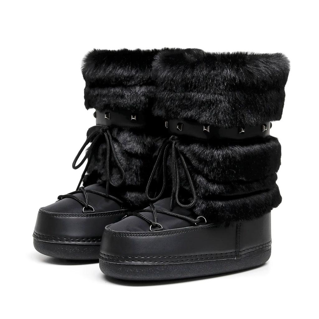 Women'S Warm Furry Winter Boots Non-Slip Trendy Space Boots Design Skiing Snow Shoes For Ladies Girls