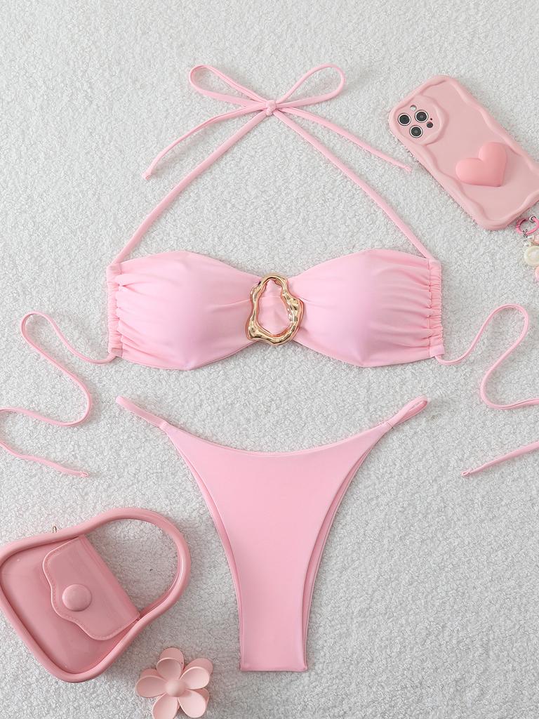 New Tube Top Bikini Swimsuit Multi-color High-waisted Bikini Bikini Split Swimsuit Female Conservative