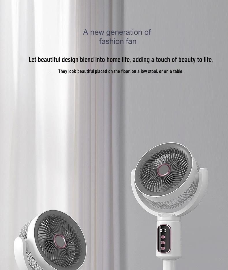 Rechargeable Oscillating Floor & Table Fan with Voice Control - Dual-Use Electric Fan with Timer