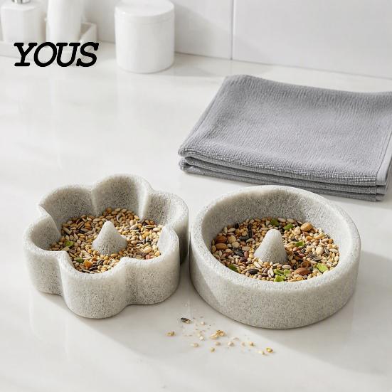 Pumice Perch Feeding Dish Stone Parrot Bowl, Spill Proof Bird Water Bowl Food Dish, Cage Feeder for Cockatoo Cockatiel Conure Parakeet Small Accessory