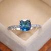 Blue Cube Zircon Ring Fashionable and Elegant High End Women's Bridal Wedding Luxury Personalized Jewelry Accessories