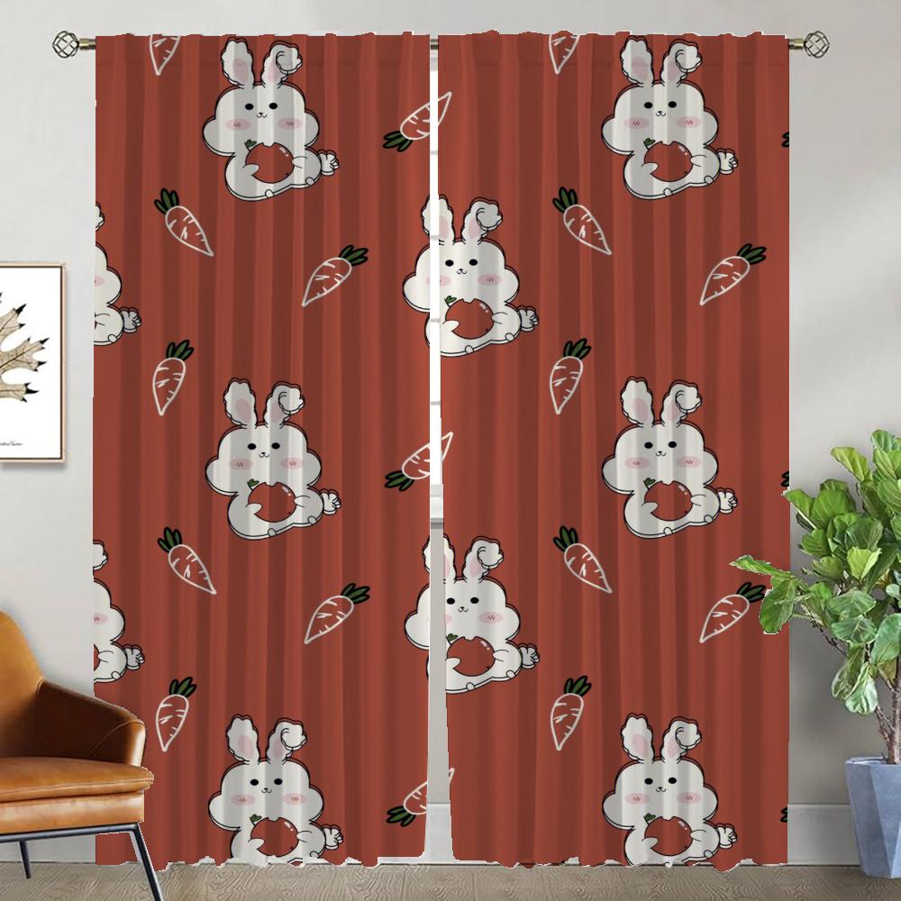 Rabbit Anti-mosquito Curtains for Camera Modern Living Room Curtains 2 Pieces Halloween Decoration Window Curtain Shades Kitchen