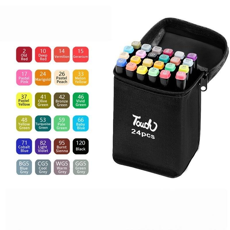 12-60 colors optional dual head marker set, DIY student art drawing pen for graffiti and watercolor markers