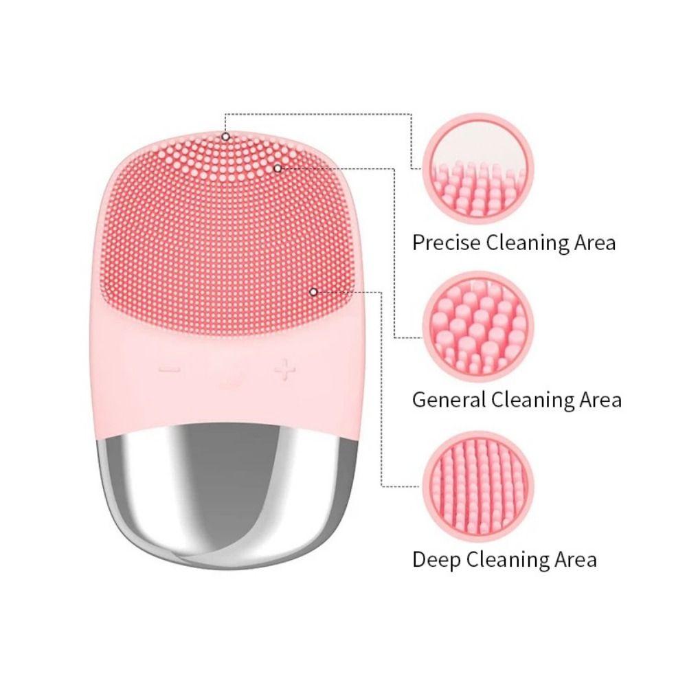 USB Rechargeable Silicone Facial Cleansing Brush Deep Pore Cleaning Vibrating Facial Massager  Home