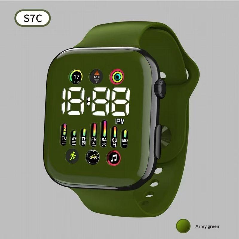 Electronic Watch Hollow Week Digital Sports Student LED Electronic Watch Couple Hollow Color Screen Watch Week Square Electronic Watch