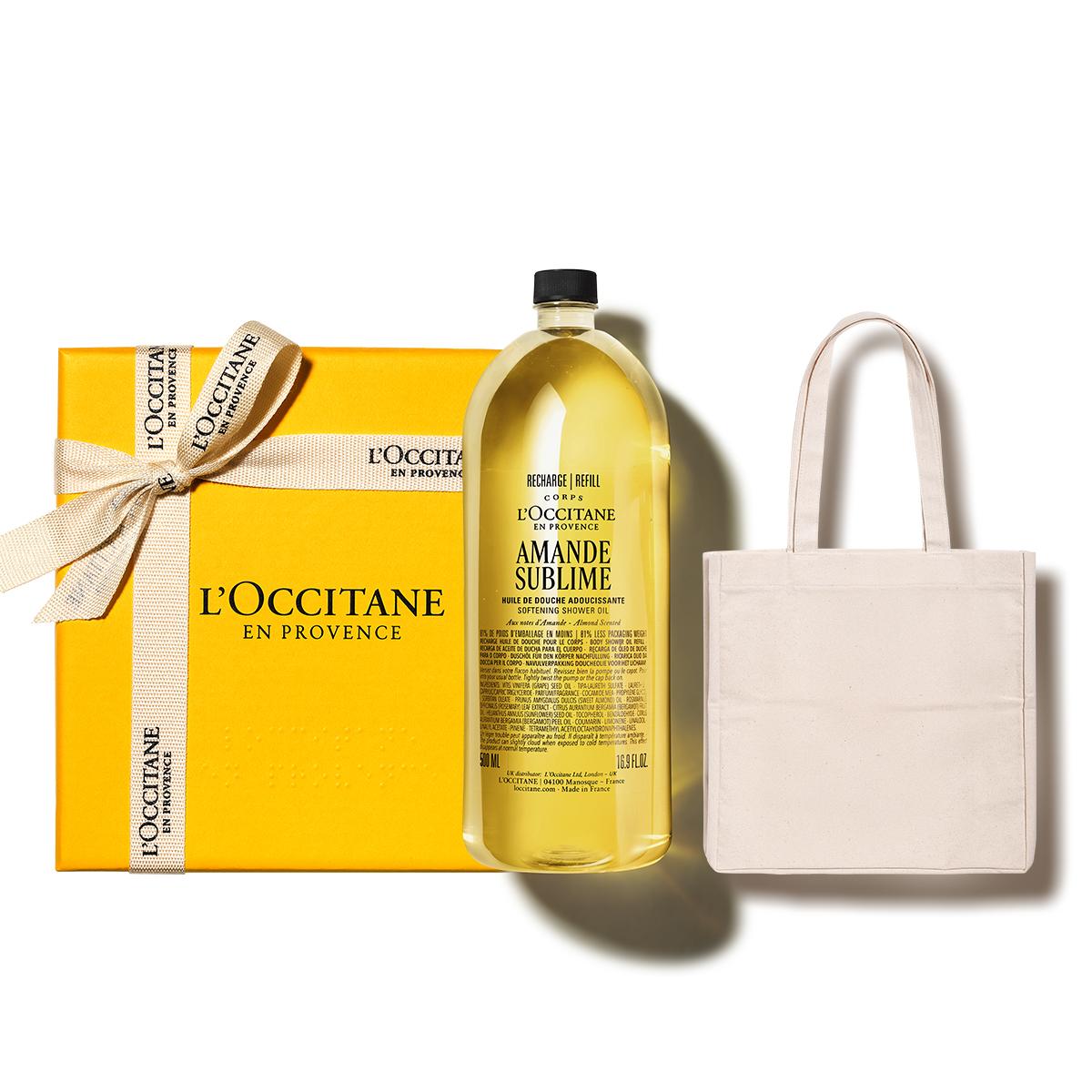 [L Occitane] Almond Shower Oil Refill 500ml Set (with Eco Bag)