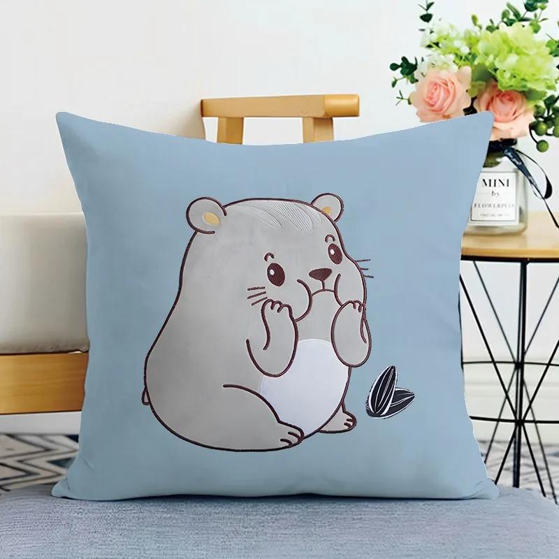 Cartoon Animal Print Decorative Pillowcase Bedroom Living Room Square Cushion Pillowcase