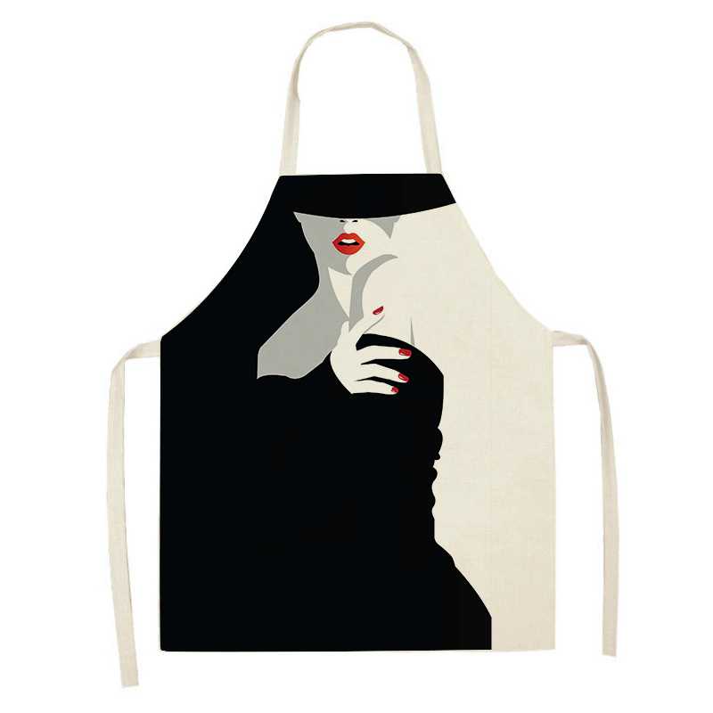 1ks Dámské grafický potisk Kuchyňské zástěry Dámské Lněný bryndák proti znečištění Bez rukávů Zástěry na čištění domácnosti Příslušenství pro domácí vaření