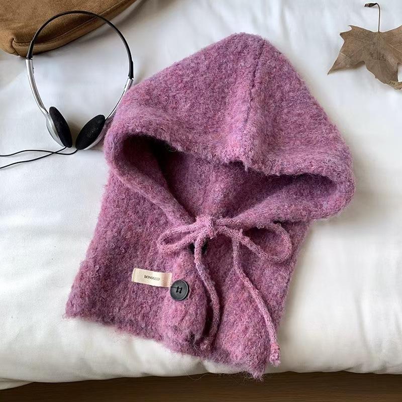 

Multifunctional Soft Plu Baroque Hat Scarf One-piece Sle Anti-hairy Warm Leisure Casual Knitted Cap For Women Autumn Winter L Фіолетовий