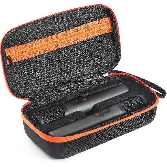 XBERSTAR Microphone Case for JBL Partybox Encore, Portable Organizer, Dual Mic Travel Case, Battery Version