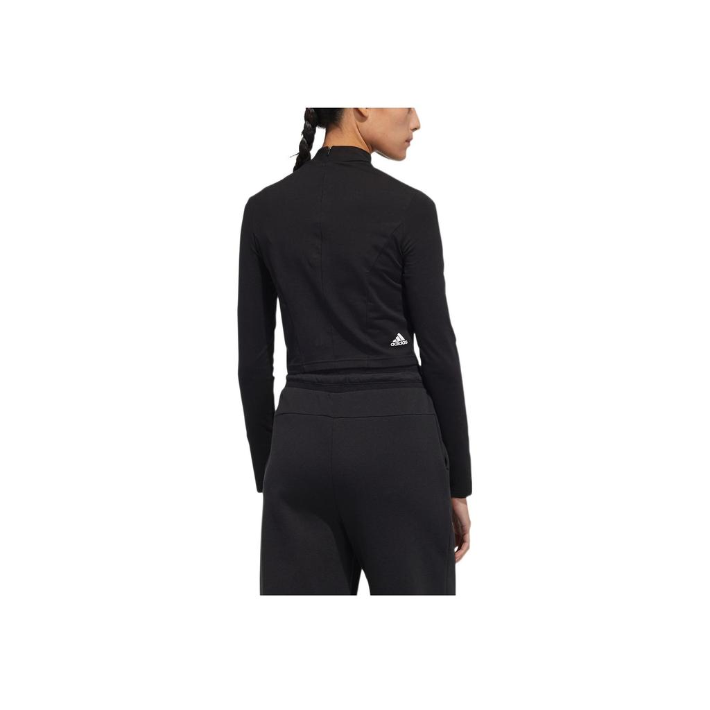 Adidas Classic Three Stripes Diamond Embellished Cropped Long Sleeve Top Women tops Black HB8568
