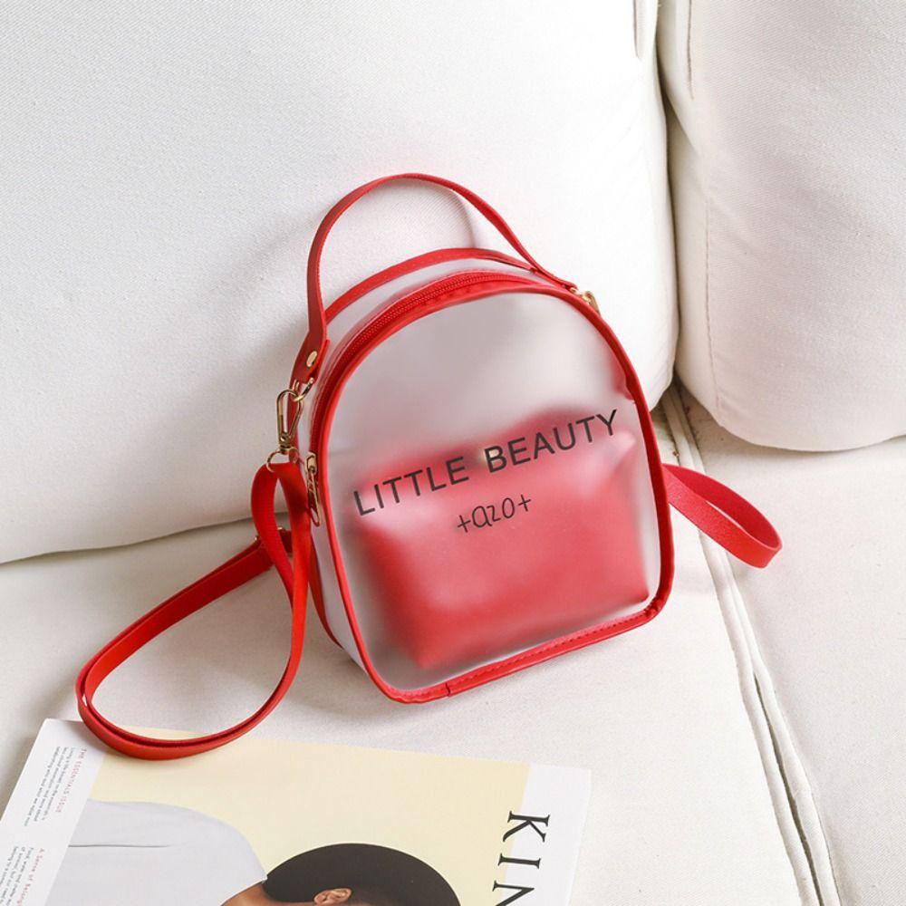 Visible Transparent Crossbody Bag Adjustable Strap Candy Color Pu Bag  Beach