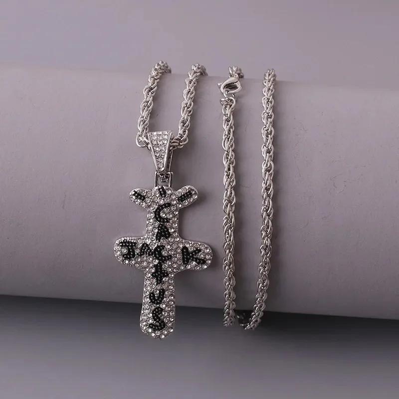 Personality Trendy Cool Gothic Wood Cross Pendant Necklace for Women Men Vintage Hip Hop Y2k Necklace Party Jewelry Gift
