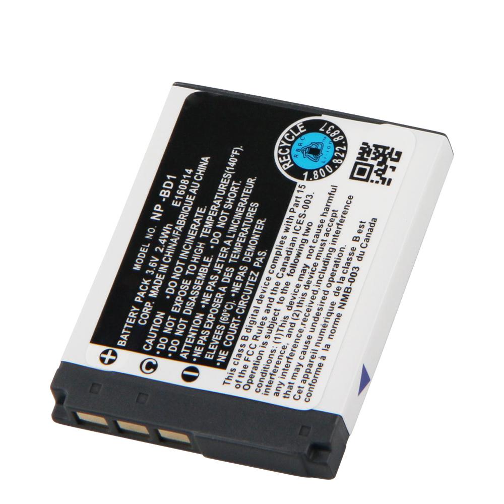 Uppladdningsbart litiumbatteri för Sony DSC-T900 T500 T200 T300 T700 T2 TX1 T90 T77 T75 T70 NP-BD1 NP-FD1 Digitalkamerabatteri 680mAh