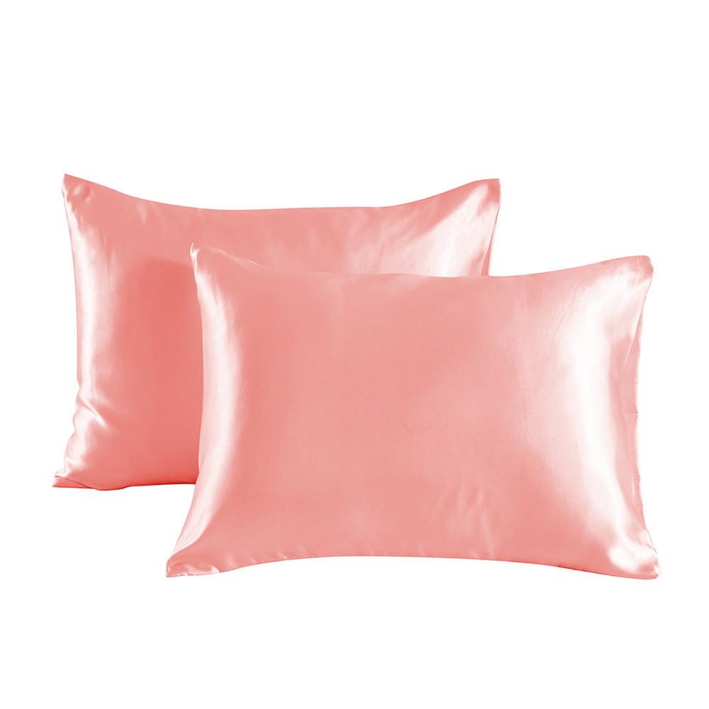 2pcs Soft Smooth Solid Color Double Sided Design Pillowcase With Hidden Zipper