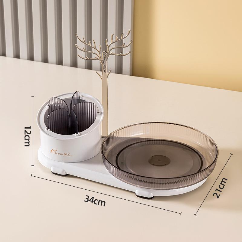 

3 in 1Cosmetic Organizer Makeup Storage Box Jewelry Storage Rack Makeup Brush Eyebrow Pencil Lipstick Storage Tube Rotating Rack білий