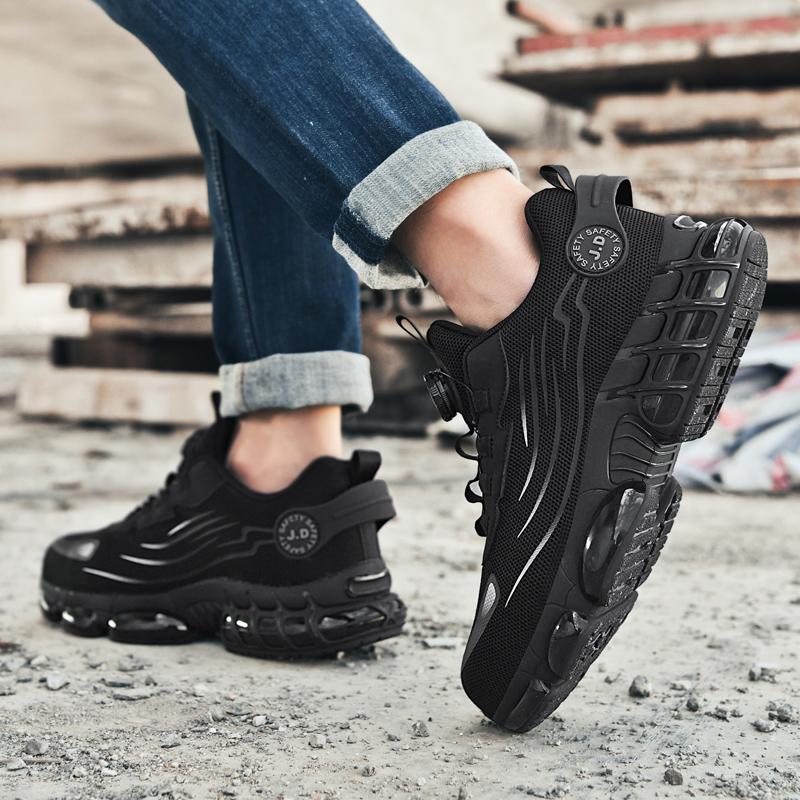 Herresikkerhetssko med ståltå, lettvekts arbeidssko med punkteringsbeskyttelse, pustende sklisikker konstruksjonssko