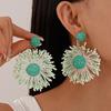 Holiday Style Handwoven Flowers Fireworks Steel Needle Earrings Early Spring Sweet Temperament Internet Celebrity Earrings
